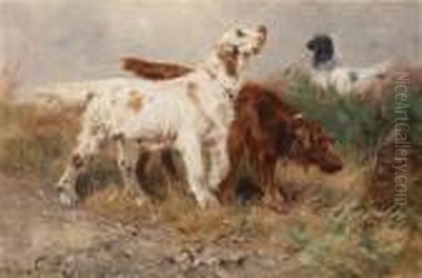 Setters On The Hunt Oil Painting by Henry Schouten