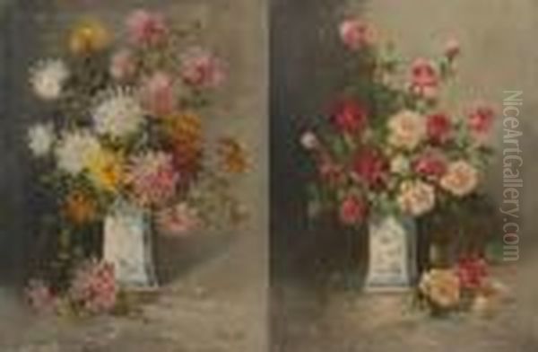 Vases Fleuris Oil Painting by Henry Schouten