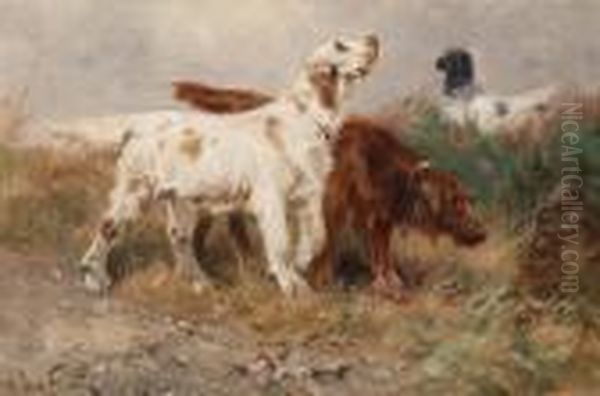 Setters Hunting Oil Painting by Henry Schouten