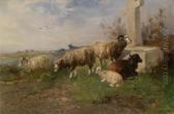 Sheep In Themeadow Oil Painting by Henry Schouten