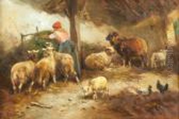 Moutons Dans La Bergerie Oil Painting by Henry Schouten