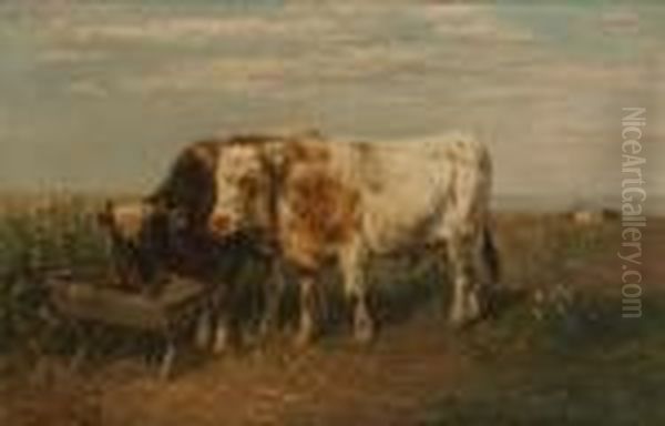 Vaches A L'abreuvoir Oil Painting by Henry Schouten