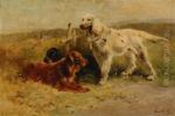 Three Setters Oil Painting by Henry Schouten