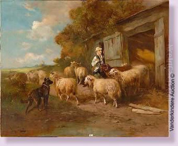 Berger Et Son Troupeau Oil Painting by Henry Schouten