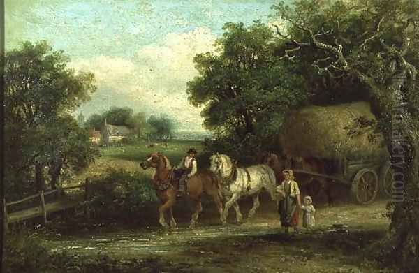 The Haycart Crossing the Ford in Summer Oil Painting by Thomas Smythe