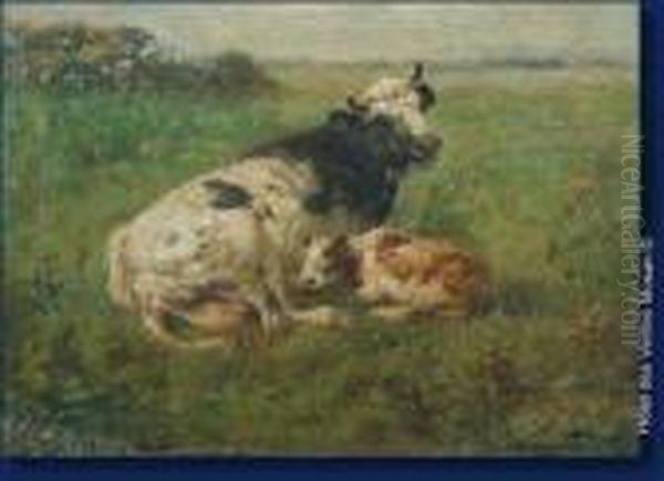 Vache Et Son Veau Oil Painting by Henry Schouten