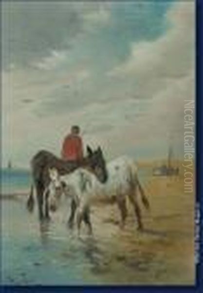 Anes Au Bord De La Mer Oil Painting by Henry Schouten