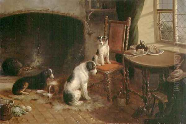 Interior with Dogs, 1894-96 Oil Painting by Thomas Smythe