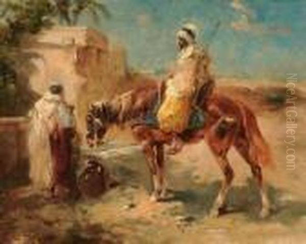 Arabische Ruiter Bij De Bron Oil Painting by Henry Schouten