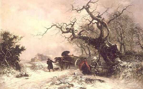 Returning Home in Winter Oil Painting by Thomas Smythe