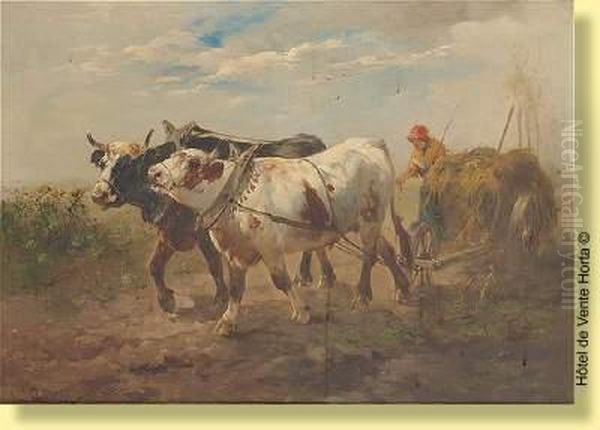 Chariot Attele Transportant Du Fourrage Oil Painting by Henry Schouten