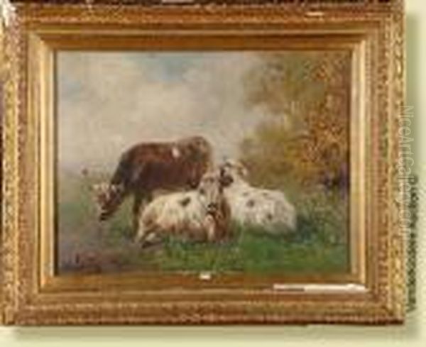 Vaches Au Pre Oil Painting by Henry Schouten