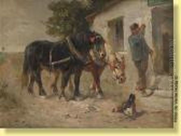 Marchand De Chevaux Buvant Oil Painting by Henry Schouten