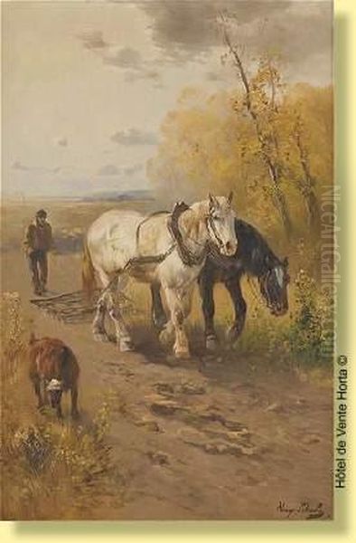 Chevaux De Labour Oil Painting by Henry Schouten