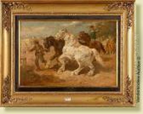 Paysans Et Leurs Chevaux Oil Painting by Henry Schouten