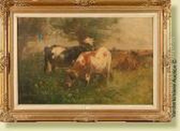 Vaches Au Pre Oil Painting by Henry Schouten