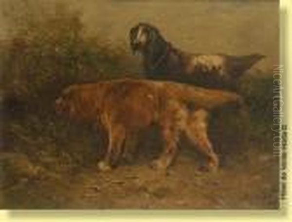 Chiens De Chasse A L'arret Oil Painting by Henry Schouten