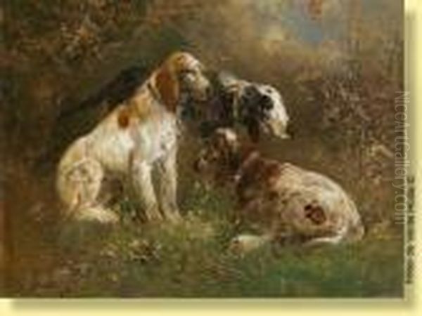 Trois Chiens De Chasse Oil Painting by Henry Schouten