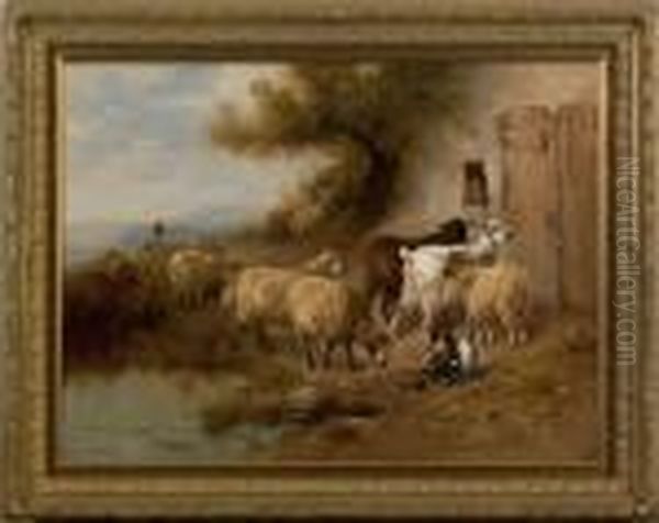 Landscape With Goats Oil Painting by Henry Schouten