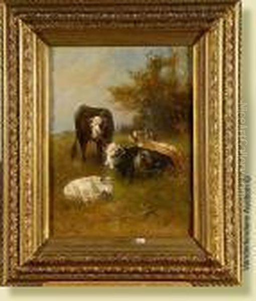 Vaches Au Pre Oil Painting by Henry Schouten