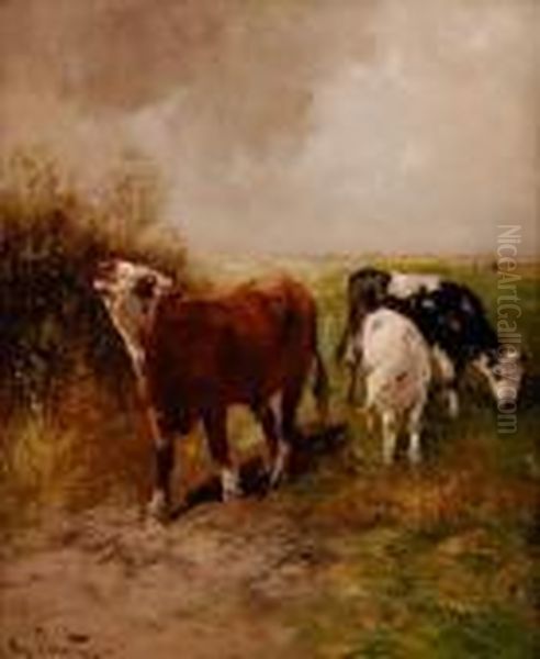 Vaches Au Paturage Oil Painting by Henry Schouten