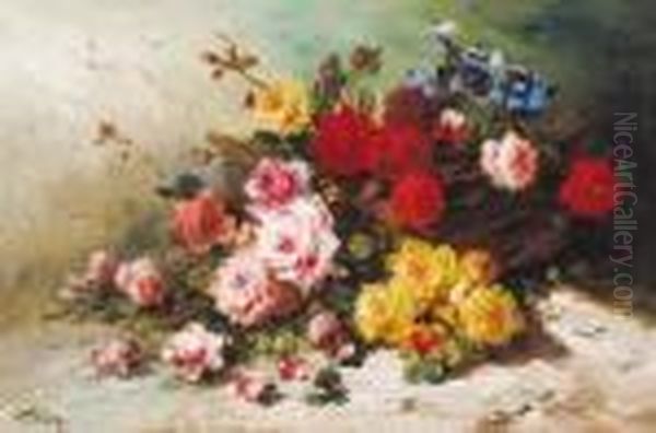 Stilleven Met Rozen Oil Painting by Henry Schouten