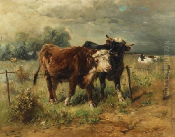 Frisky Bull Oil Painting by Henry Schouten