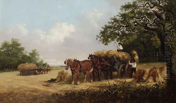 Loading the hay wagon Oil Painting by Thomas Smythe