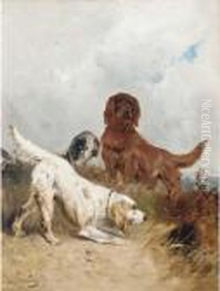 Setters On The Scent Oil Painting by Henry Schouten