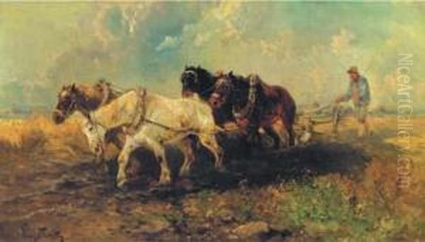 Ploughing The Land Oil Painting by Henry Schouten