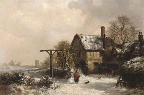 Outside the Stag, winter Oil Painting by Thomas Smythe