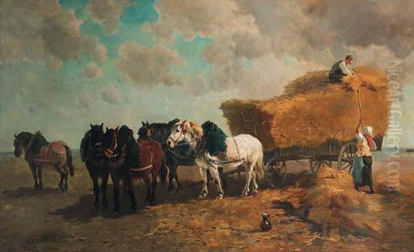 The Hay Harvest Oil Painting by Henry Schouten