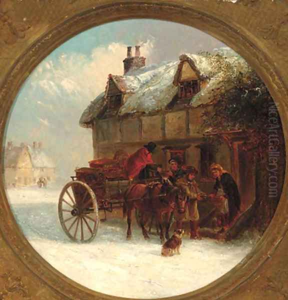 Delivering supplies in a winter landscape Oil Painting by Thomas Smythe