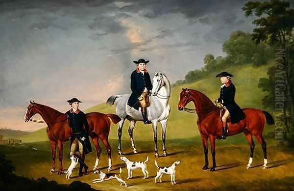 John Corbet, Sir Robert Leighton and John Kynaston with their Horses and Hounds, 1779 Oil Painting by Francis Sartorius