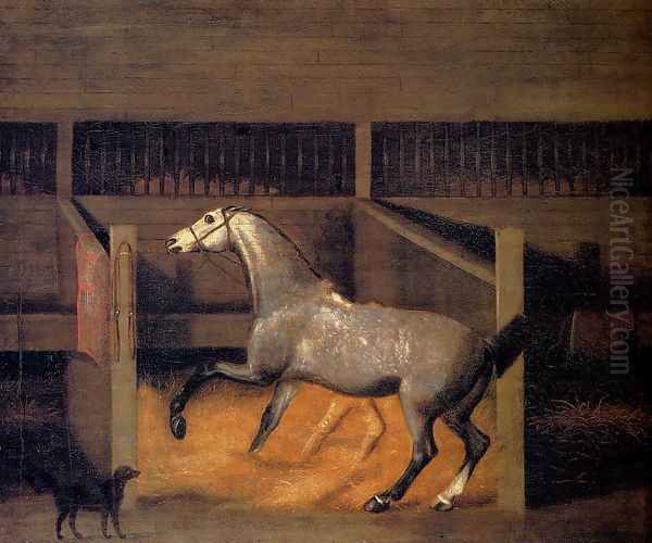 A Dappled Grey In A Stall Oil Painting by Francis Sartorius