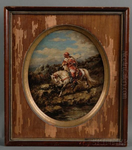 Arab Scout On Horseback Oil Painting by Adolf Schreyer