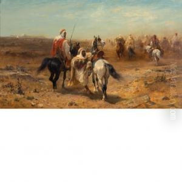 Arab Horsemen Oil Painting by Adolf Schreyer