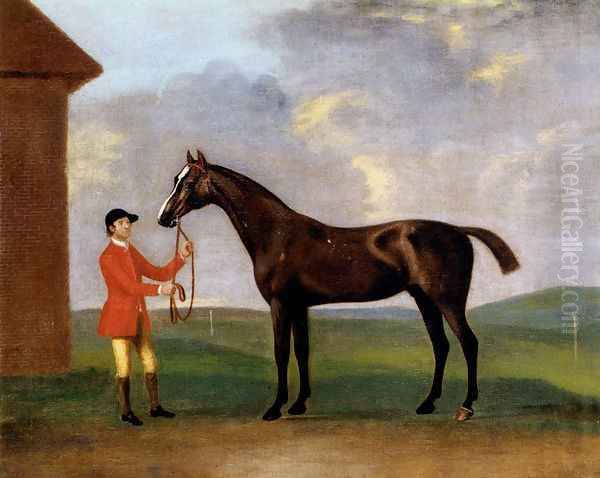 Captain Dennis O'Kelly's Basilimo Held By A Groom Oil Painting by Francis Sartorius