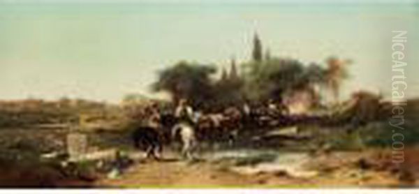 Orientalischer Reiterzug Oil Painting by Adolf Schreyer