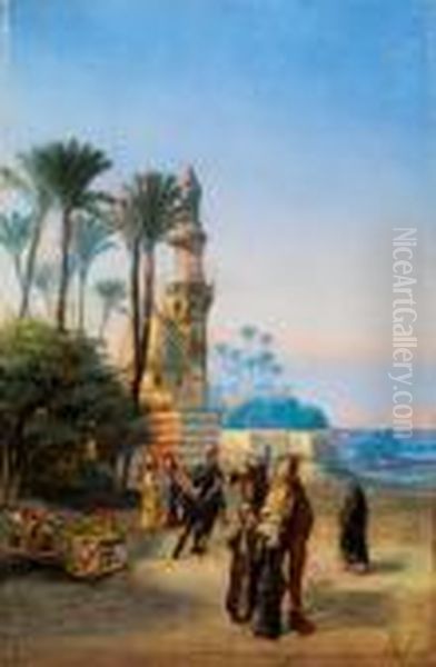 Orientalische Szene Oil Painting by Adolf Schreyer