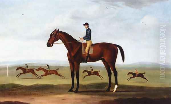 Bay Melton with Jockey Up, Bay Melton Beating King Herod, Turf and Ascham in a Sweepstake Race Beyond Oil Painting by Francis Sartorius