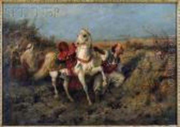 Arab Horsemen Oil Painting by Adolf Schreyer