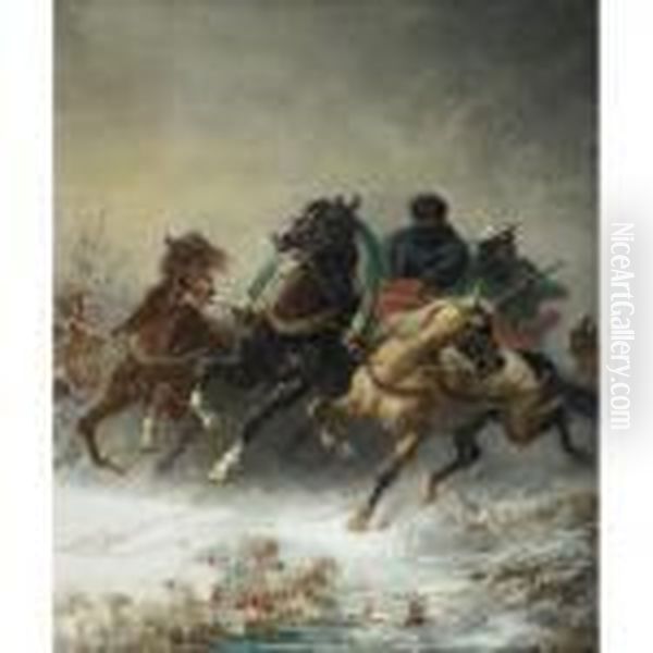 Russis De Courier Oil Painting by Adolf Schreyer