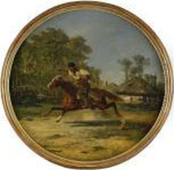 Ridande Kosack Oil Painting by Adolf Schreyer