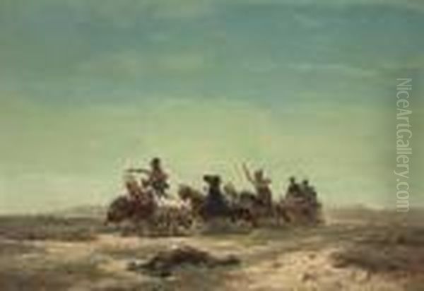 Racing Over The Steppe Oil Painting by Adolf Schreyer