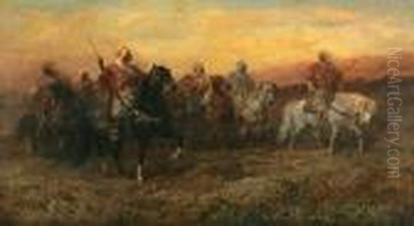 Bedouin Riders Oil Painting by Adolf Schreyer