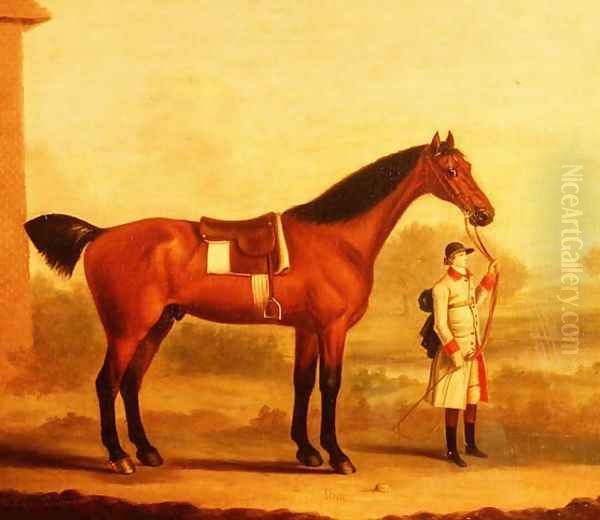 Tom - a bay hunter, held by a liveried groom, 1771 Oil Painting by Francis Sartorius