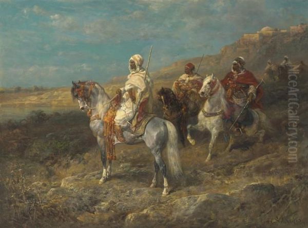 Arabischer Schimmelreiter Oil Painting by Adolf Schreyer