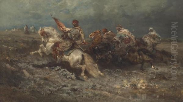 The Stampede Oil Painting by Adolf Schreyer