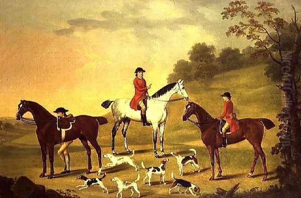 Huntsmen and hounds in a wooded landscape Oil Painting by Francis Sartorius